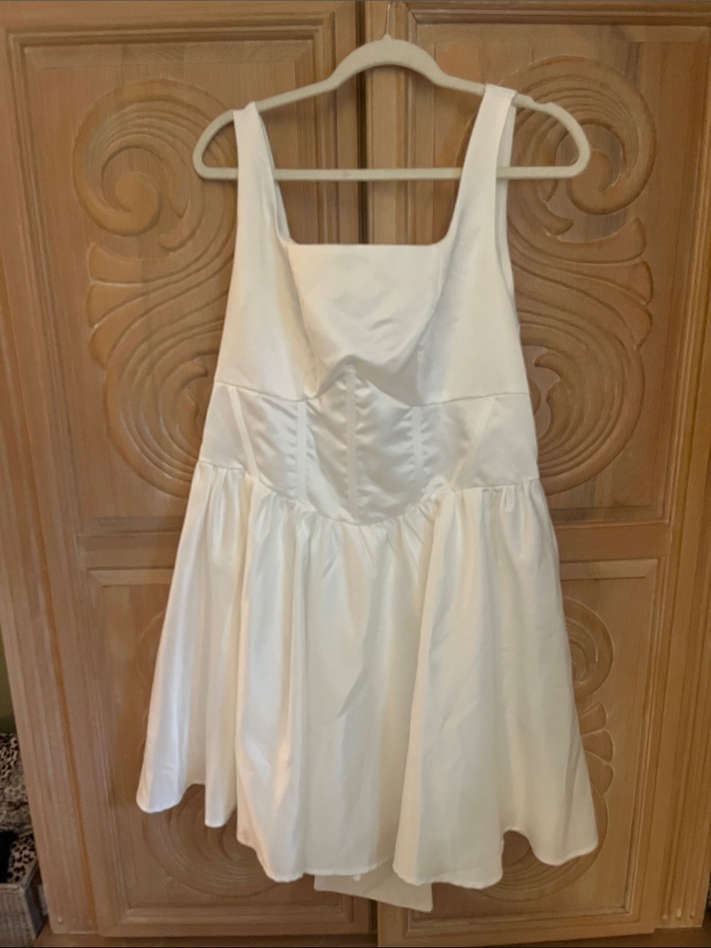 White Satin Dress with Square Neckline .great for a bride
